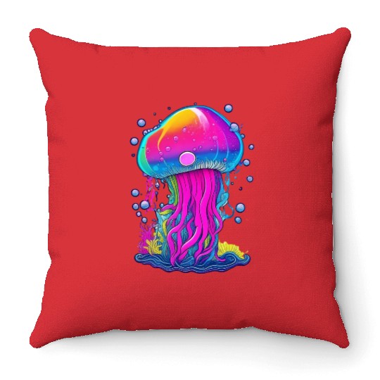 Vibrant Jellyfish Colorful Throw Pillows
