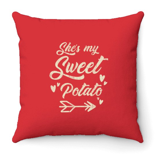 She My Sweet Potato Throw Pillows