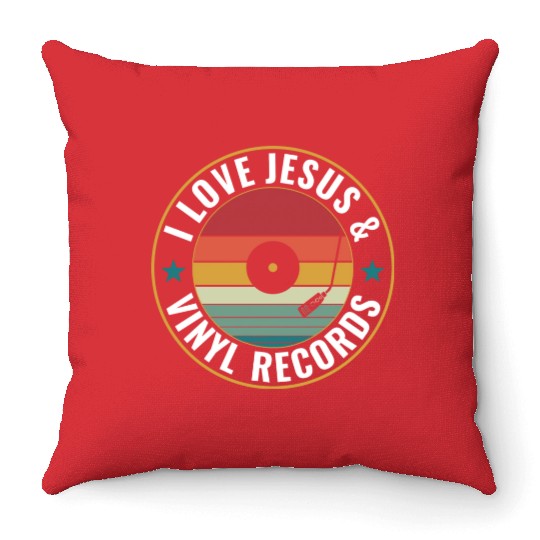 I Love Jesus And Vinyl Records Funny Vinyl Lover Throw Pillows