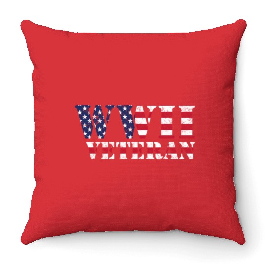 Ww2 Veteran American Flag World War Ii Throw Pillows