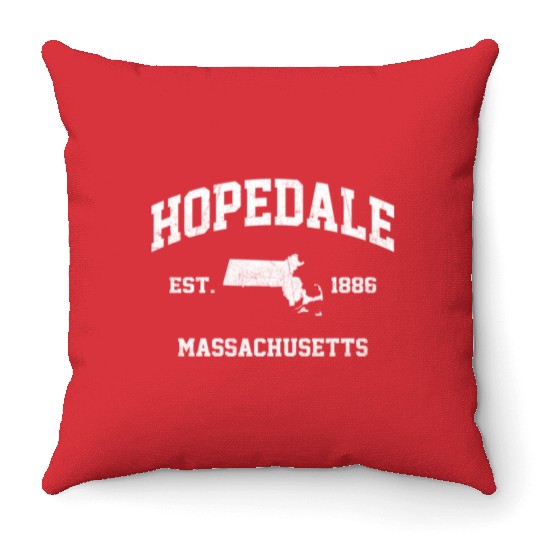 Hopedale Massachusetts Ma State Athletic Style Throw Pillows