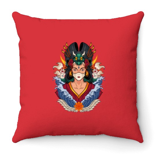 Kimono Geisha Throw Pillows