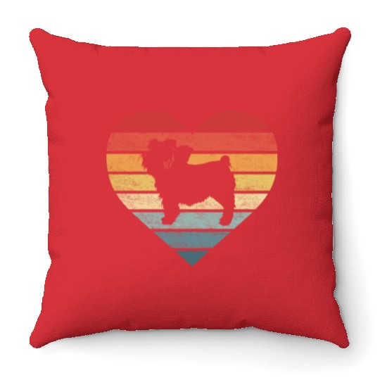 Yorkie Lover Retro Sunset Silhouette Throw Pillows