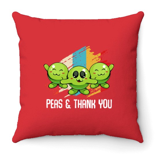 Peas Peas Thank You Cute Vegan Pun Throw Pillows