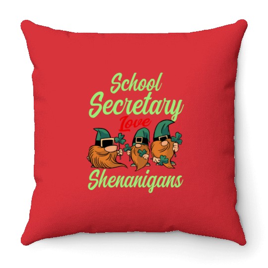 School Secretary St. Patrick's Day Throw Pillows