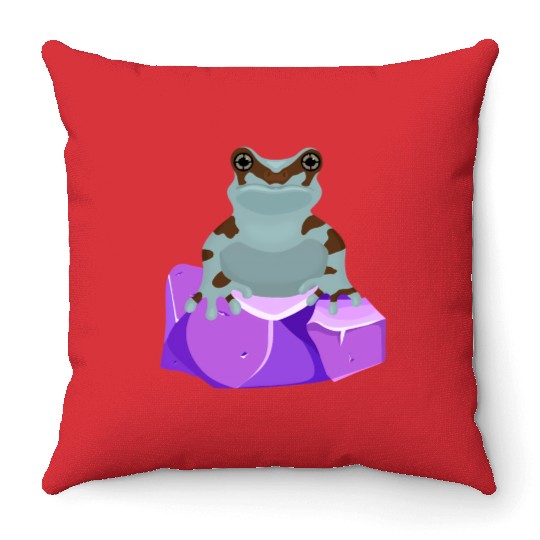 Frog Crystal Amethyst Gemstone For Toad Owners Throw Pillows