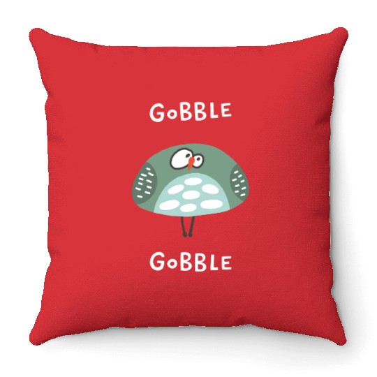 Gobble Gobble Strange Bird Throw Pillows