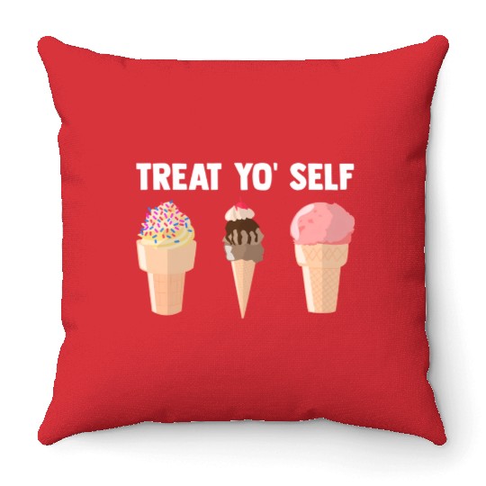 Ice Cream Treat Yo' Self Summertime Sherbet Gelato Throw Pillows