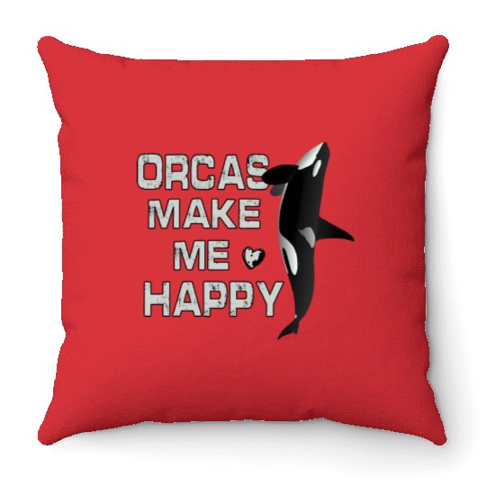 Orcas Make Me Happy Killer Whale Throw Pillows