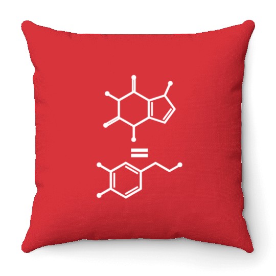 Caffeine Equals Hapess Dopamine Molecule Science Throw Pillows