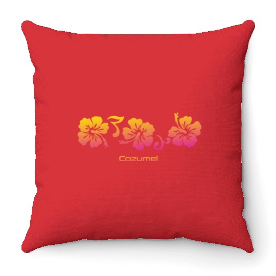 Cozumel Mexico Hibiscus Souvenir Vacation Throw Pillows