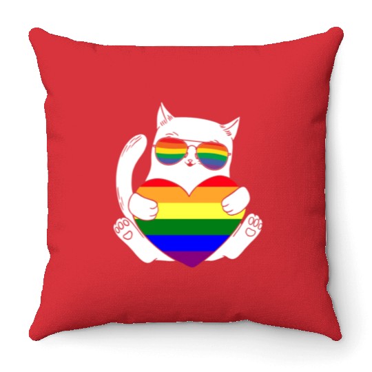 Gay Lesbian Lgbtq Cat Pride Month Csd Lgbt Throw Pillows