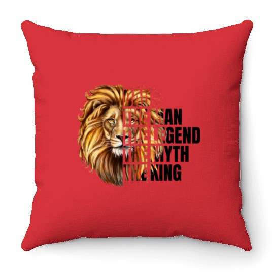 The Man the Legend Lion Throw Pillows