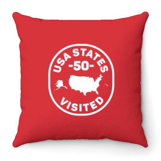 All 50 Us States Visited Throw Pillows
