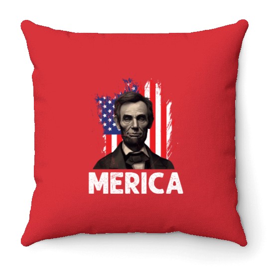 Merica Lincoln President Independence Day Party Throw Pillows