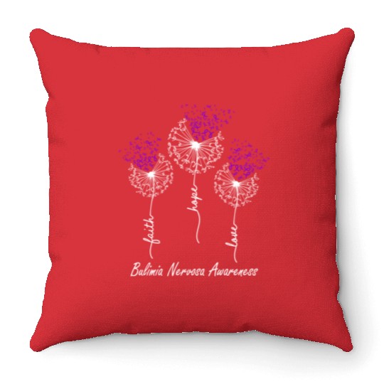 Faith Hope Love Bulimia Nervosa Awareness Throw Pillows