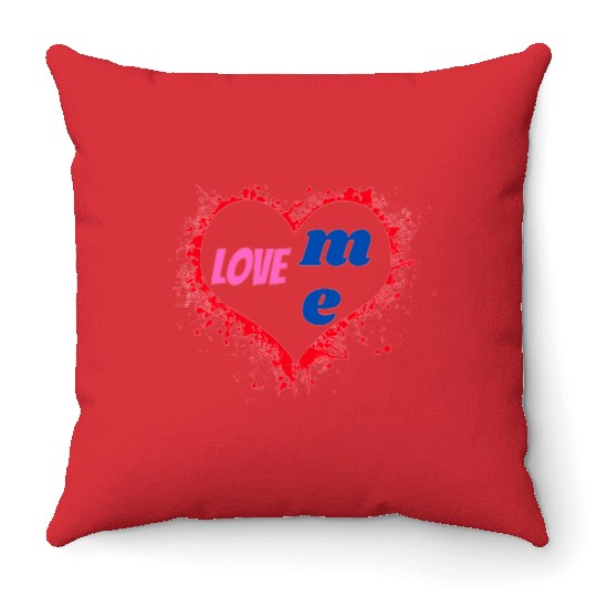 Pink Blue Illustrated Love Me Throw Pillows