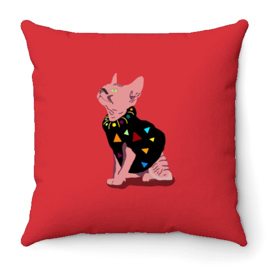 pink cute cat meowed funny meowdy cowboy for you Throw Pillows
