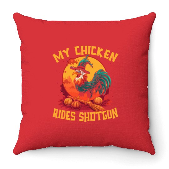 Chicken Halloween Trick Or Treat Chicken Farmer Throw Pillows