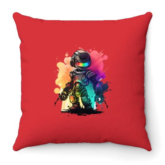 Retro Robot Cute Robotic Engineer Technology Throw Pillows