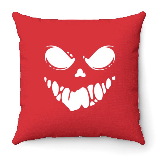 Black Spooky scary Ghost face Throw Pillows design