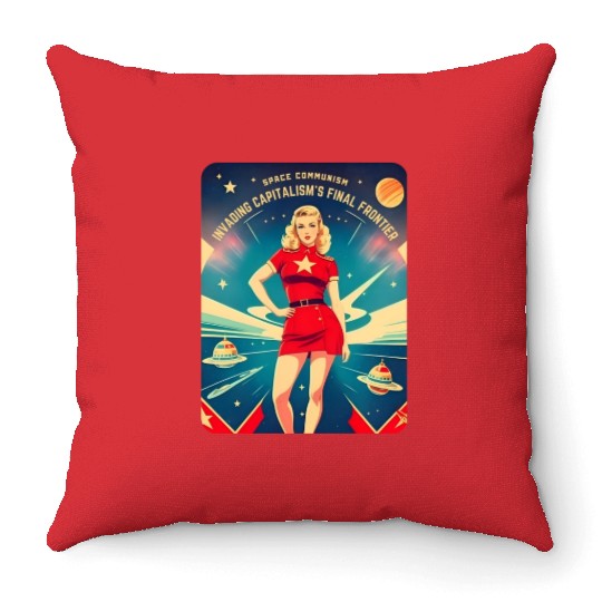 Funny Retro Cold War Soviet Communism USSR Humor Throw Pillows