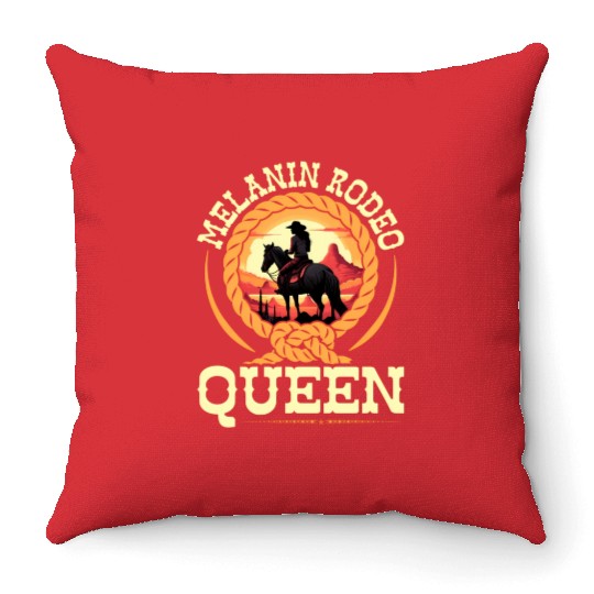 Melanin Rodeo Queen Cory African-American Throw Pillows
