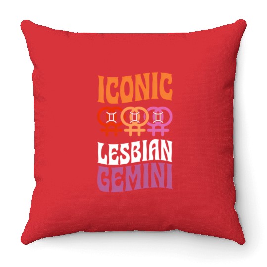 Ico Lesbian Gemini Queer Zodiac Horoscope Sign Les Throw Pillows