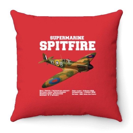 Supermarine Spitfire | WW2 Plane Throw Pillows