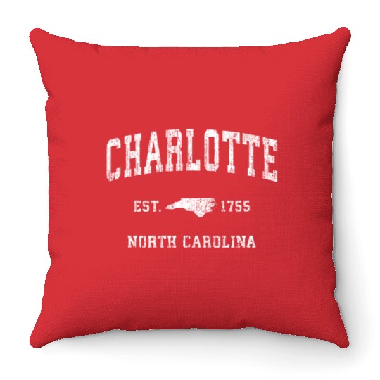Charlotte North Carolina Nc Athletic Sports Throw Pillows