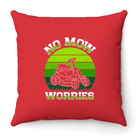 Lawn Mowing Lawn Mower Gardener Gardening Throw Pillows