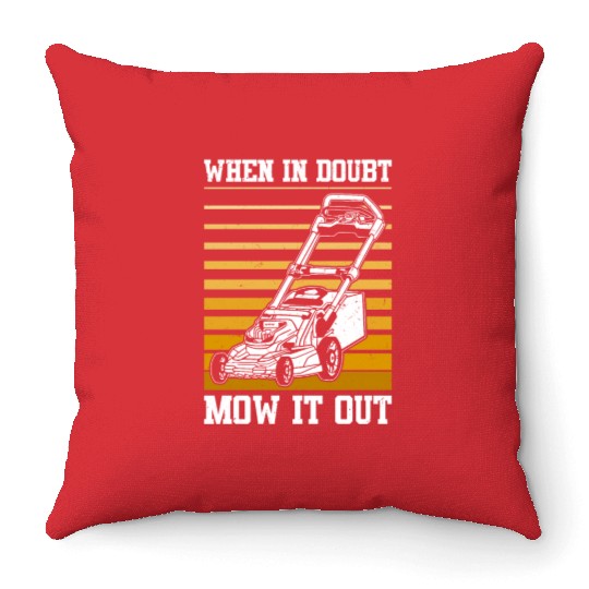 Lawn Mowing Lawn Mower Gardener Gardening Throw Pillows