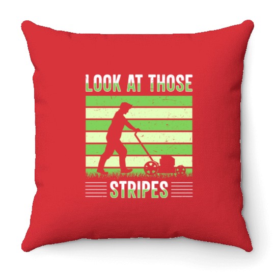 Lawn Mowing Lawn Mower Gardener Gardening Throw Pillows