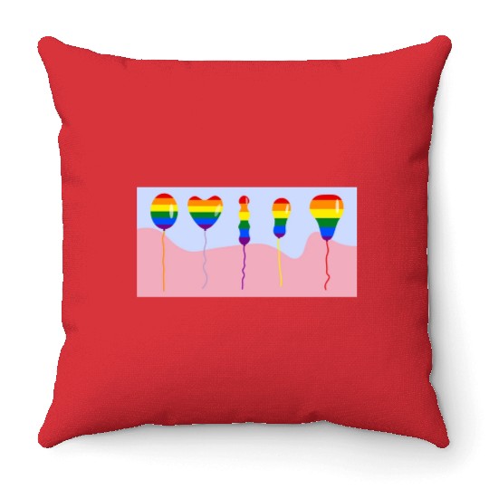 colored gay balloons men and women various shape Throw Pillows