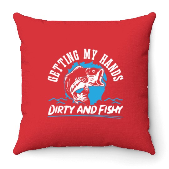 Hand Fishing Fisherman Noodling Lover Fisher Fish Throw Pillows