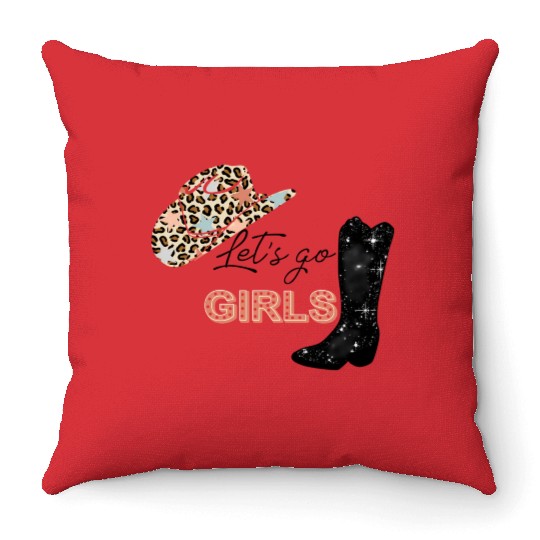 Leopard Cowboy Boots Let'S Go Western Cow Throw Pillows