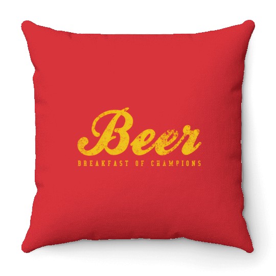 Beer Breakfast Of Champions Inred Throw Pillows