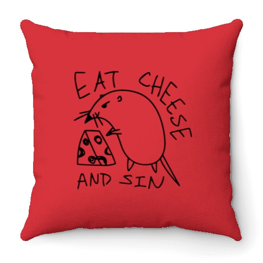 Eat Cheese And Sin Funny Cheese Lover Throw Pillows