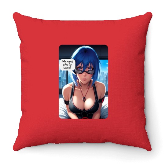 Cyberpunk Waifu Influencer Design 10 Throw Pillows