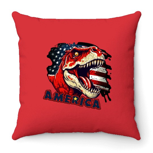 Dinosaur Independence Day Throw Pillows