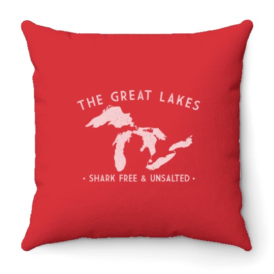 Great Lakes Shark Free And Unsalted Throw Pillows