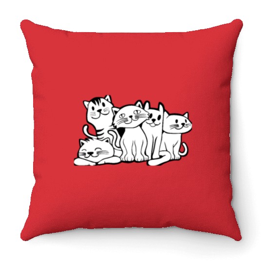 Cat Club Cats Cat Lover Doodle Art Gift Idea Throw Pillows