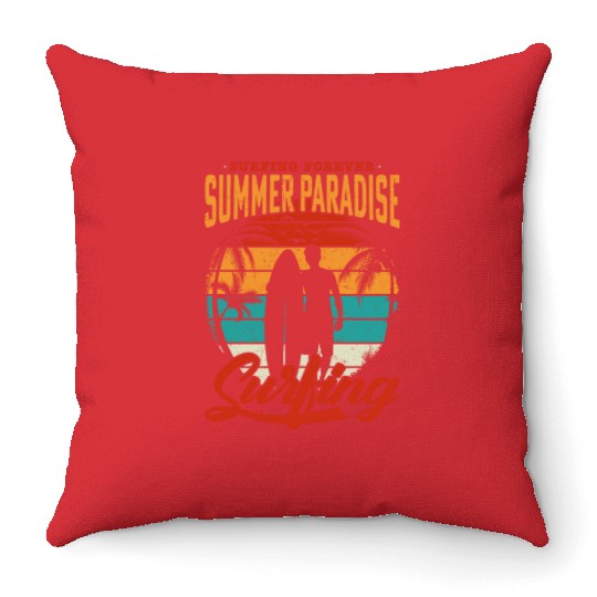 surfing Throw Pillows - summer paradise