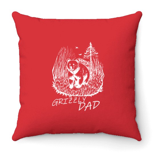 Grizzly Dad Father's Day Throw Pillows