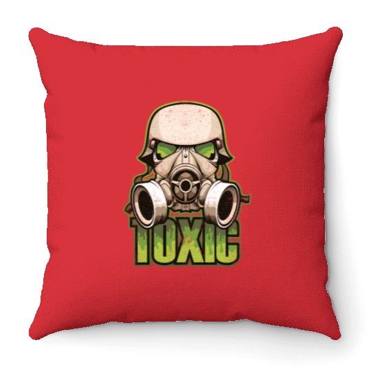 Toxic Green Military And Safety Gas Throw Pillows