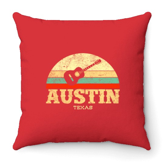 Austin Texas Guitar Lone Star State Throw Pillows
