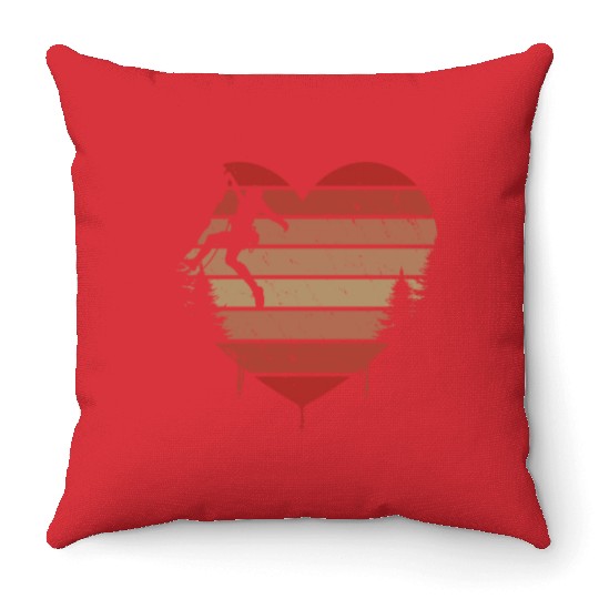Cute Red Vintage Heart Rock Climbing Valentine Day Throw Pillows