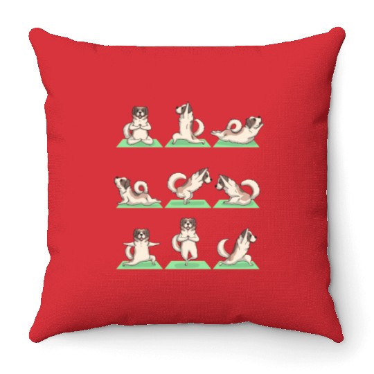 Saint Bernard Dog Yoga Pose Zen Workout Exercise Throw Pillows