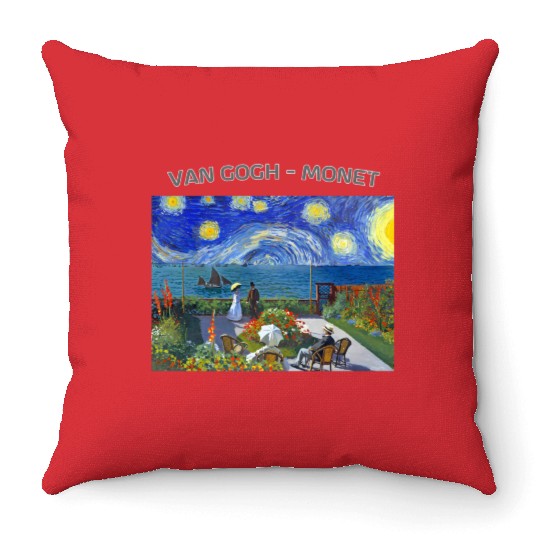 Starry Night Garden At Sainte Adresse Impressionis Throw Pillows
