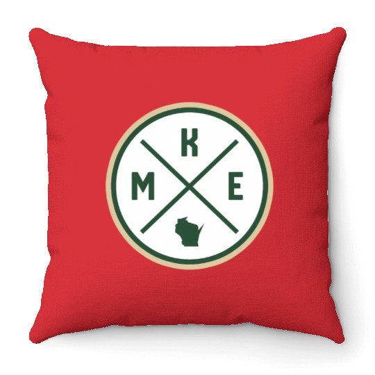 Milwaukee Circle Patch Green Throw Pillows
